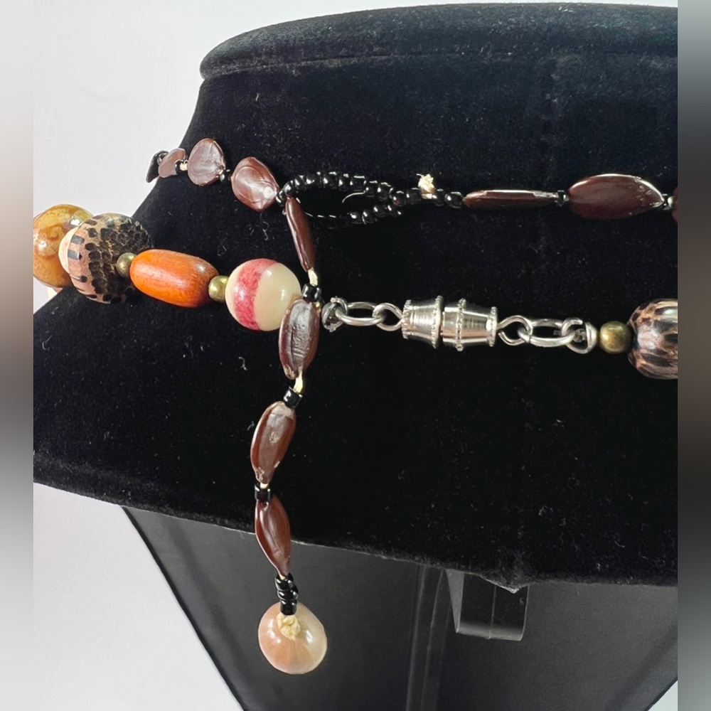 Set of 3 Vintage African Tribal Necklaces Handcrafted Beaded Wood Bone Jewelry - Picture 7 of 8